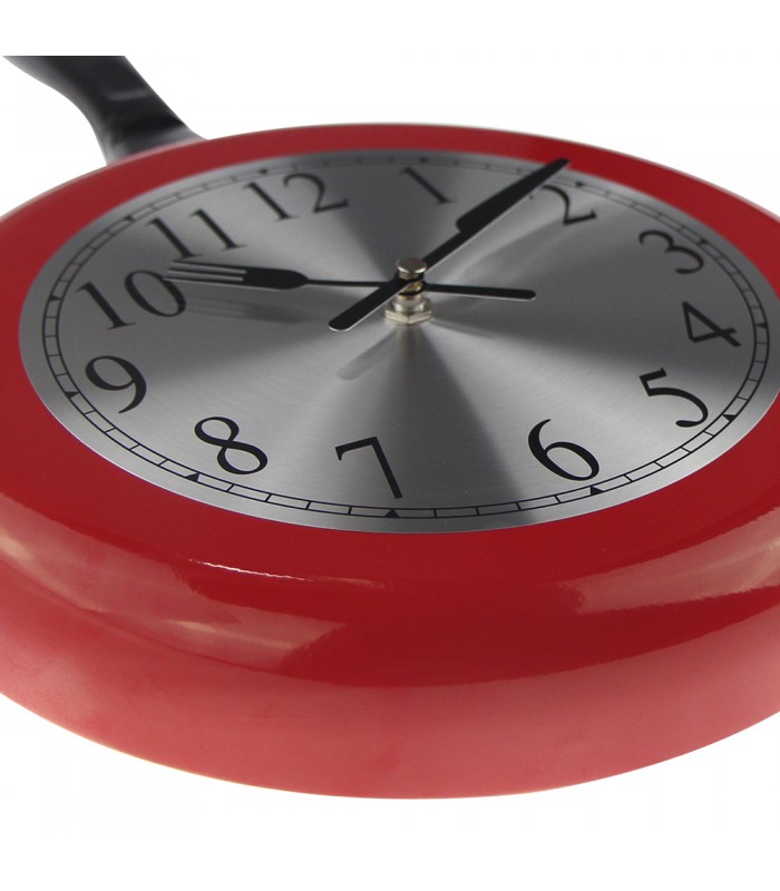 Reloj cocina sarten rojo